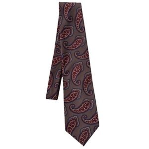 Oscar de la Renta Tie Paisley Brown Red Blue‎ Classic Mens Necktie